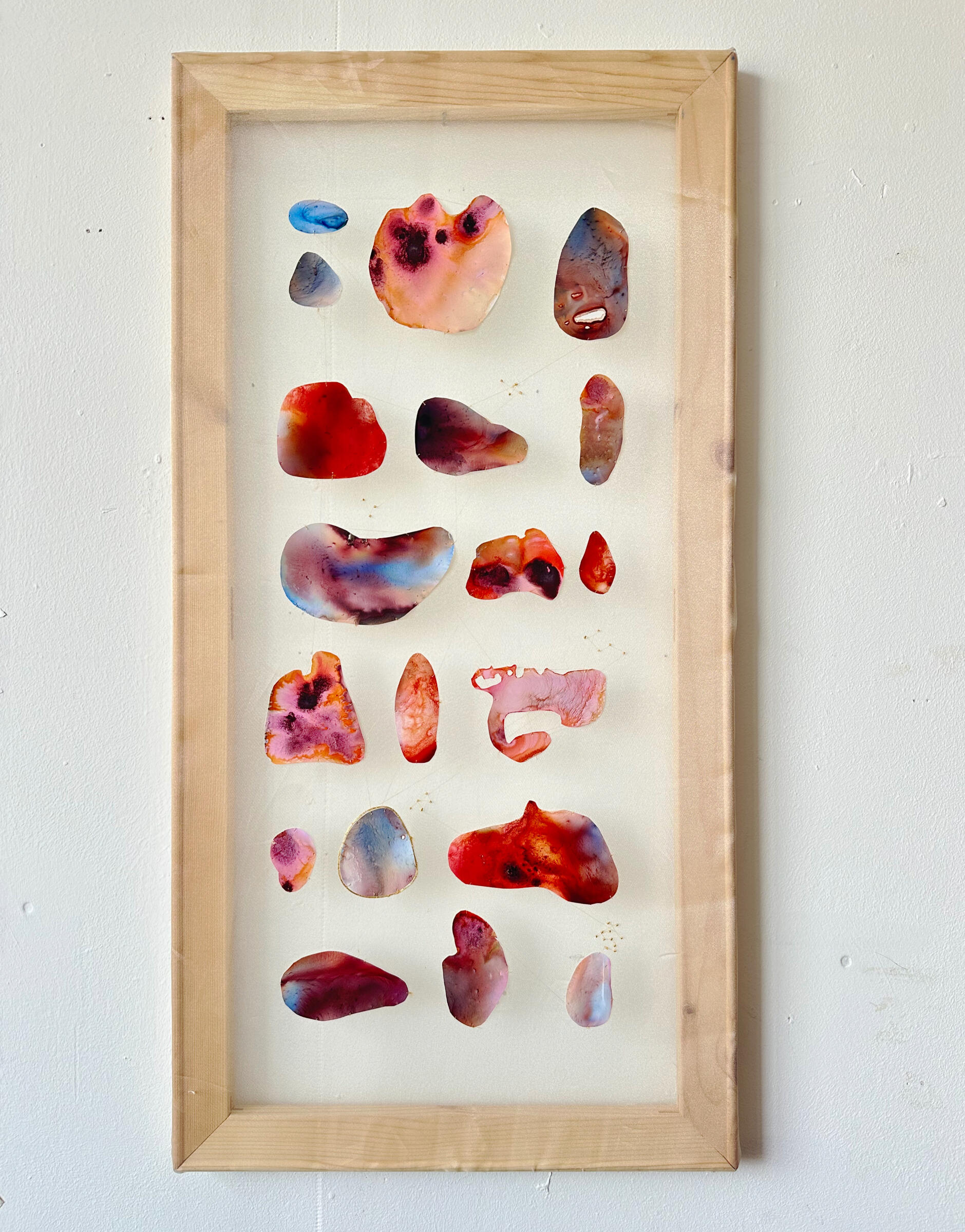 Present Perfect Tense, 38.1 x 76cm, Pigment, ink, stone paper, zardozi goldwork on organza