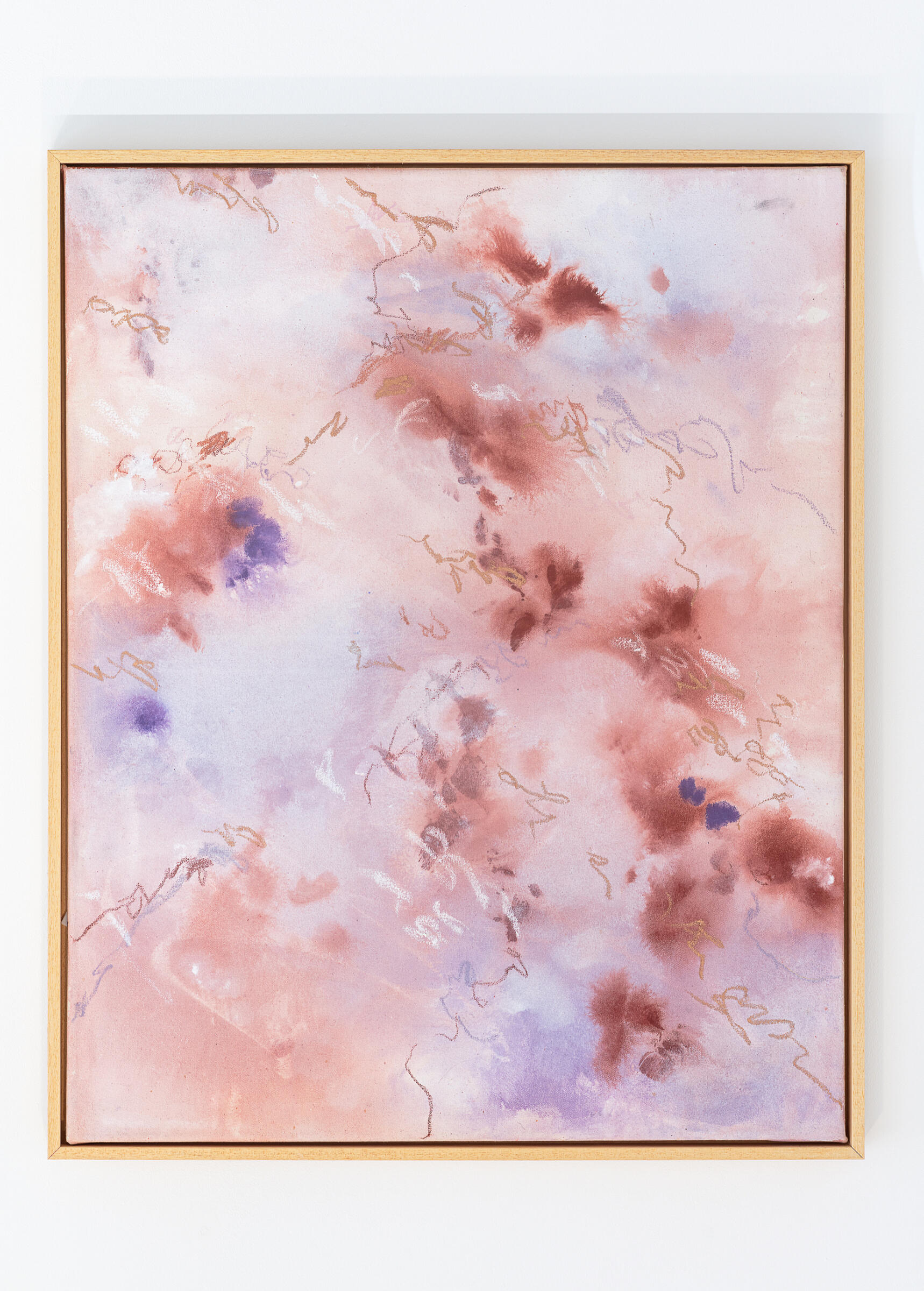 These flowers pouring from his chest, 55cm x 78cm, Acylic, ink and oil pastel on raw canvas